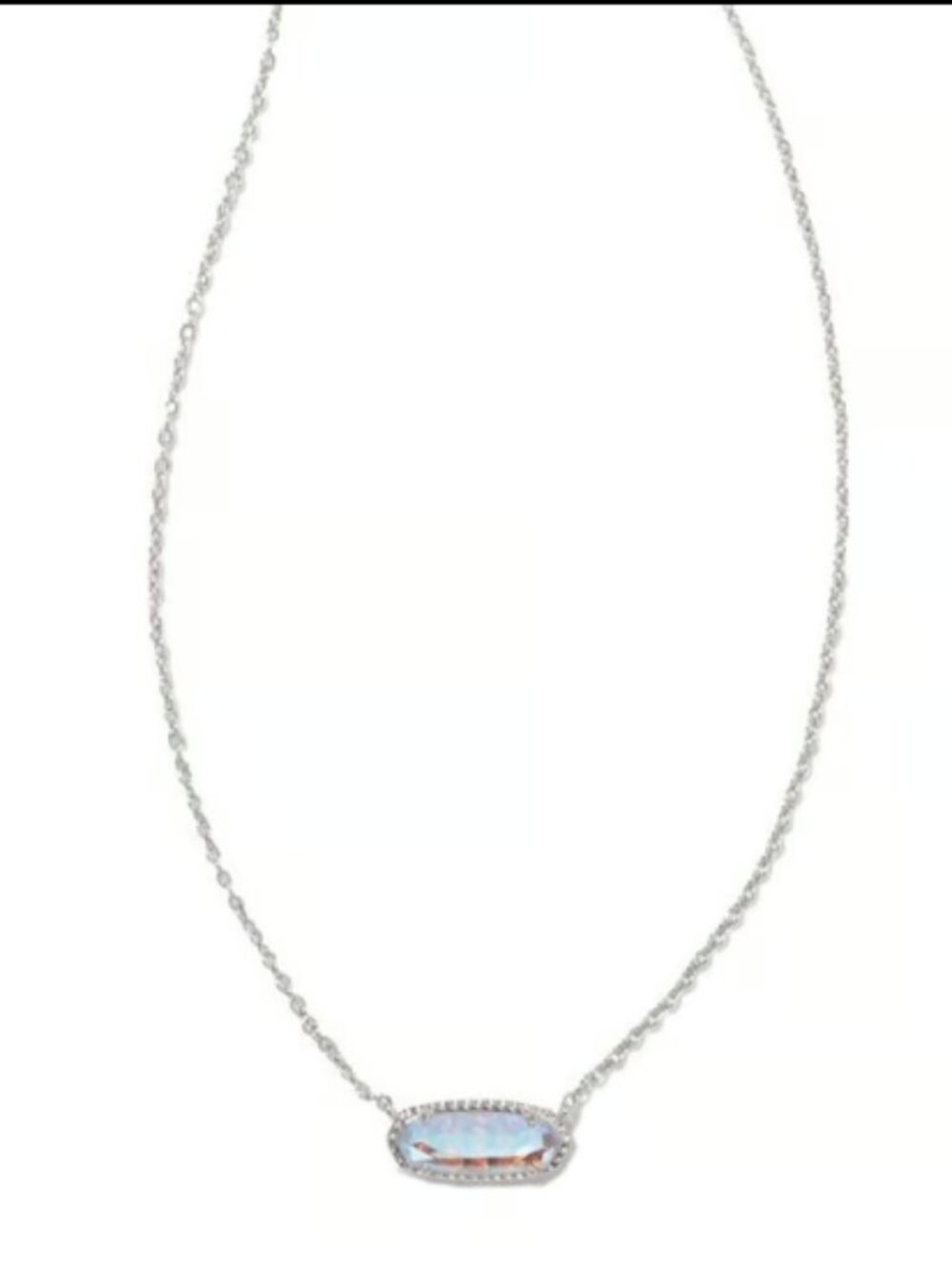 Kendra Scott Eva Dichroic Glass Rhodium Over Brass Pendant Necklace - Silver
